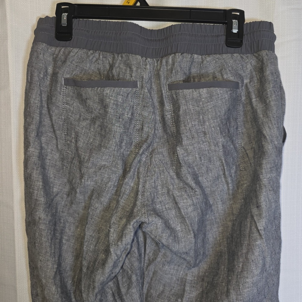 Athleta Bali Ankle Pants Womens Size 10 Linen Gray Pockets Rolled Cuff Ankle - Picture 8 of 12